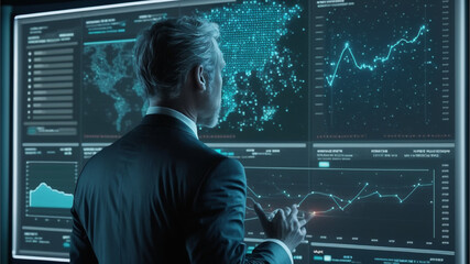 bussines man touch the digital technologi by generative ai