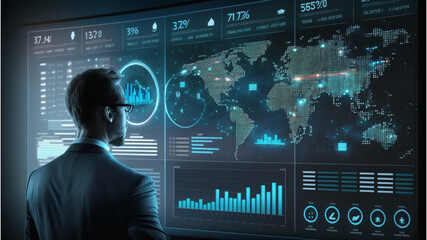 bussines man touch the digital technologi by generative ai