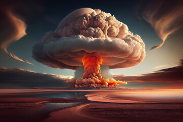 Wall Mural - tsar bomba mushroom cloud (nuke). generative ai