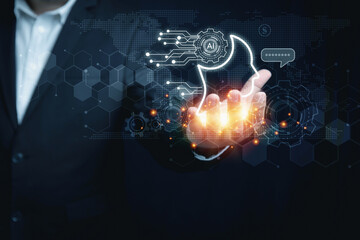 global internet connects chat robot applications with ai, artificial intelligence. business, technol