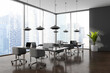 © ImageFlow - Gray panoramic open space office corner