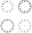Mechanical clock faces with arabic numerals, bezel. Timer or stopwatch element. Vector illustration