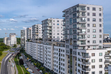 Wall Mural - Drone photo of Houses of flats in Goclaw district of Warsaw city, Poland