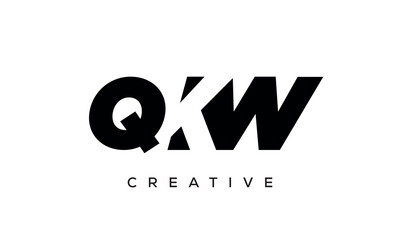 QKW letters negative space logo design. creative typography monogram vector	