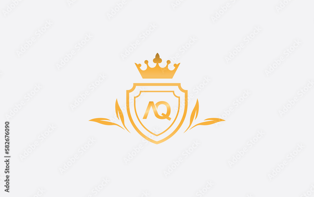 Shield with crown icon and Royal luxury crown monogram symbol. King ...