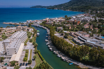 Canvas Print - Canal separating Moraitika and Messonghi villages on a Corfu Island, Greece