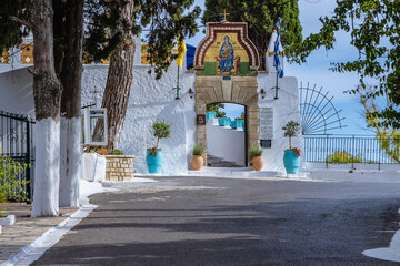 Sticker - Entrance to Palaiokastritsa Monastery on Corfu Island, Greece