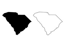 Set Of South Carolina Map, United States Of America. Flat Concept Symbol Vector Illustration