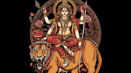 Wall Mural - Hindu Goddess Durga - Warrior goddess