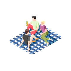 Wall Mural - Picnic Isometric Illustration