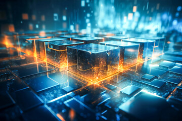 Wall Mural - Generic information technology, computer architecture or artificial intelligence abstract concept illustration. Created with Generative AI technology.