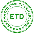 Grunge green ETD estimated time of departure word round rubber seal stamp on white background