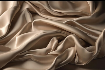  silk beige smooth background for product premium beautiful golden drapery decoration abstract texture fabric generative ai