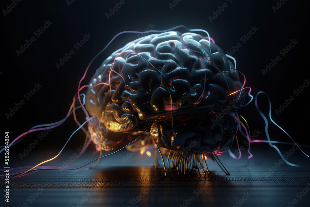 Human Brain Model Artificial Intelligence Science High-Tech Neural ...