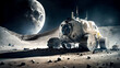 © Alan Luk - Astronaut and huge futuristic vehicle explore on an alien planet with space background. Generative AI