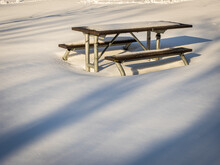 Snow Covered Picnic Table