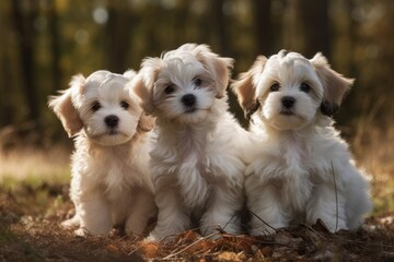 Sticker - Puppies of Havanese dogs. Generative AI