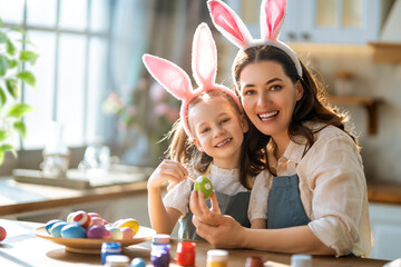 Wall Mural - happy family at Easter