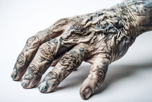 The Withered Hand Of A Mummy Or A Dead Man, Created By A Neural Network, Generative AI Technology