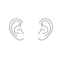 Vector isolated two pair human ears mirror symmetrical  colorless black and white contour line easy drawing