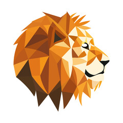 Poster - Lion logo design. Abstract colorful polygon lion head. Calm lion face. Vector illustration