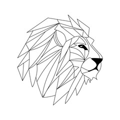Wall Mural - lion logo design. abstract black polygon lion head. calm lion face. vector illustration
