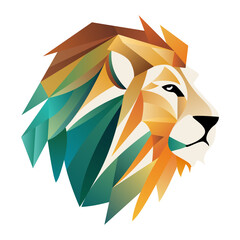 Wall Mural - lion logo design. abstract colorful polygon lion head. calm lion face. vector illustration