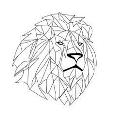 Wall Mural - lion logo design. abstract black polygon lion head. calm lion face. vector illustration