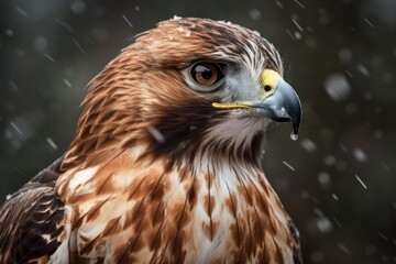 Wall Mural - The red tailed hawk (Buteo jamaicensis) is a predatory bird. It primarily breeds in North America and has a wing span of 43 57 inches. Generative AI