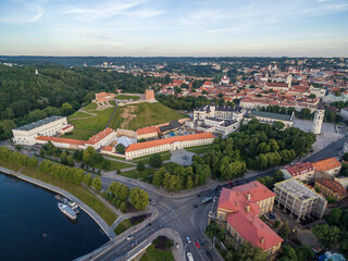 Canvas Print - Vilnius Old Town and River Neris, Gediminas Castle and Old Arsenal, Hill of Three Crosses, National Museum of Lithuania, Old Arsenal and Palace of the Grand Dukes of Lithuania in Background