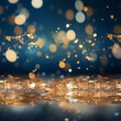 © rupinder - Abstract wedding party background blue and gold - AI Generative