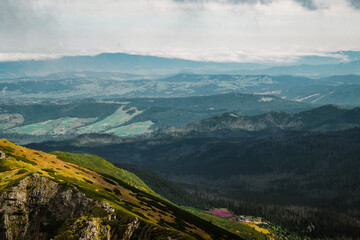 Wall Mural - Nature scenery, high Tatras and valleys of Poland, clouds over mountains