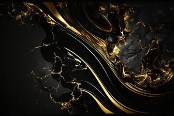 Wall Mural - Elegant gold and black marble