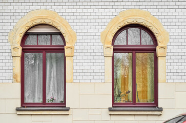 Wall Mural - view of brick building with windows