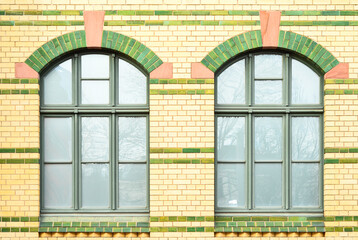 Wall Mural - view of beautiful building with green windows