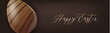 Easter banner or website header. Chocolate eggs on brown background. Vector illustration.