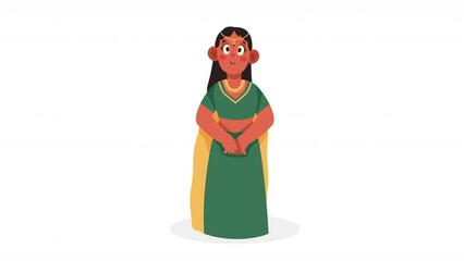 Wall Mural - indian culture elegant woman character animation