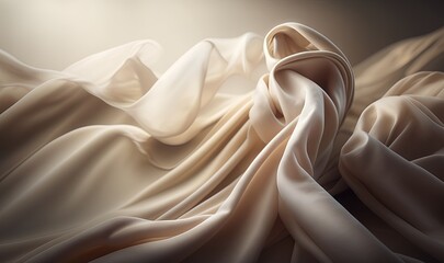 Wall Mural - an abstract photo of a white fabric with a soft, flowing fabric in the middle of the image, with a soft light coming from the top of the fabric. generative ai
