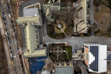 Wall Mural - an aerial view of several houses and streets in a city