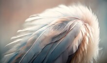  A Close Up Of A Feather On A Blurry Background With A Blurry Effect To The Feathers And The Back Of The Feathers Of The Feathers.  Generative Ai