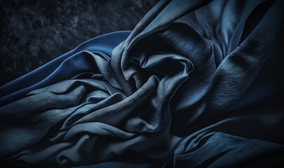 Wall Mural - a painting of a blue cloth with a black background and a black background with a black background and a black background with a blue cloth. generative ai
