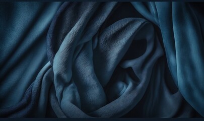 Wall Mural - a close up of a blue cloth with a black background and a black frame with a black border around the edges of the image and the fabric. generative ai