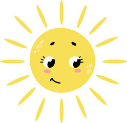 Hand-drawn sun with a smile.