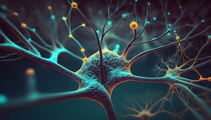 Brain cells and neurons digital render