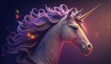Fototapeta  - Unicorn with magic background. Created with Generative AI.	
