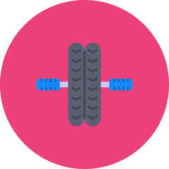 Roller Multicolor Circle Flat Icon