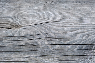 Wall Mural - Close-up texture of wooden board with cracks faded from time.