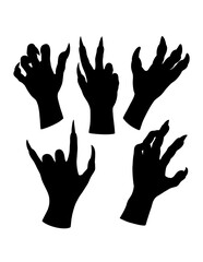 Monster hand sign and symbol black silhouette