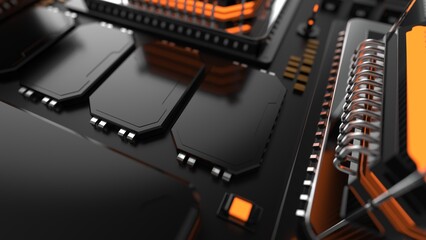 Wall Mural - a huge number of microchips on the surface, the concept of the semiconductor industry