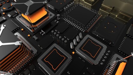Wall Mural - a huge number of microchips on the surface, the concept of the semiconductor industry